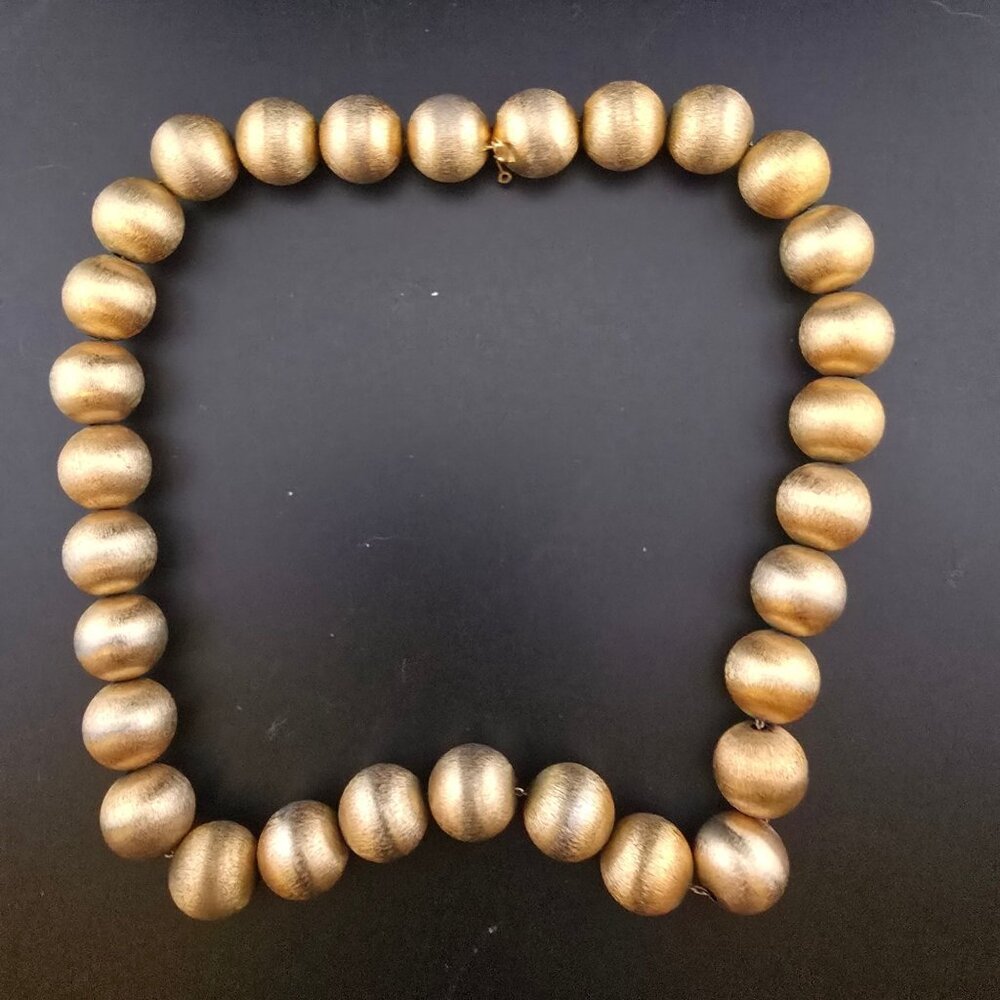 Napier Gold Chunky Beaded Necklace Elegant Brushed Vintage Statement 17" - Picture 9 of 11
